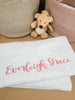 Name in Rose Pink - Custom Embroidered Heirloom Baby Blanket