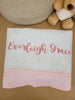 Name in Rose Pink - Custom Embroidered Heirloom Baby Blanket