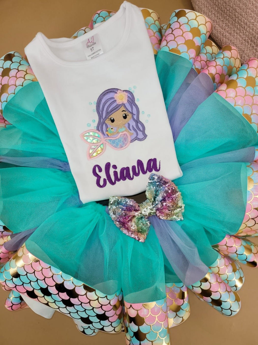 Purple Hair Mermaid Tutu Set