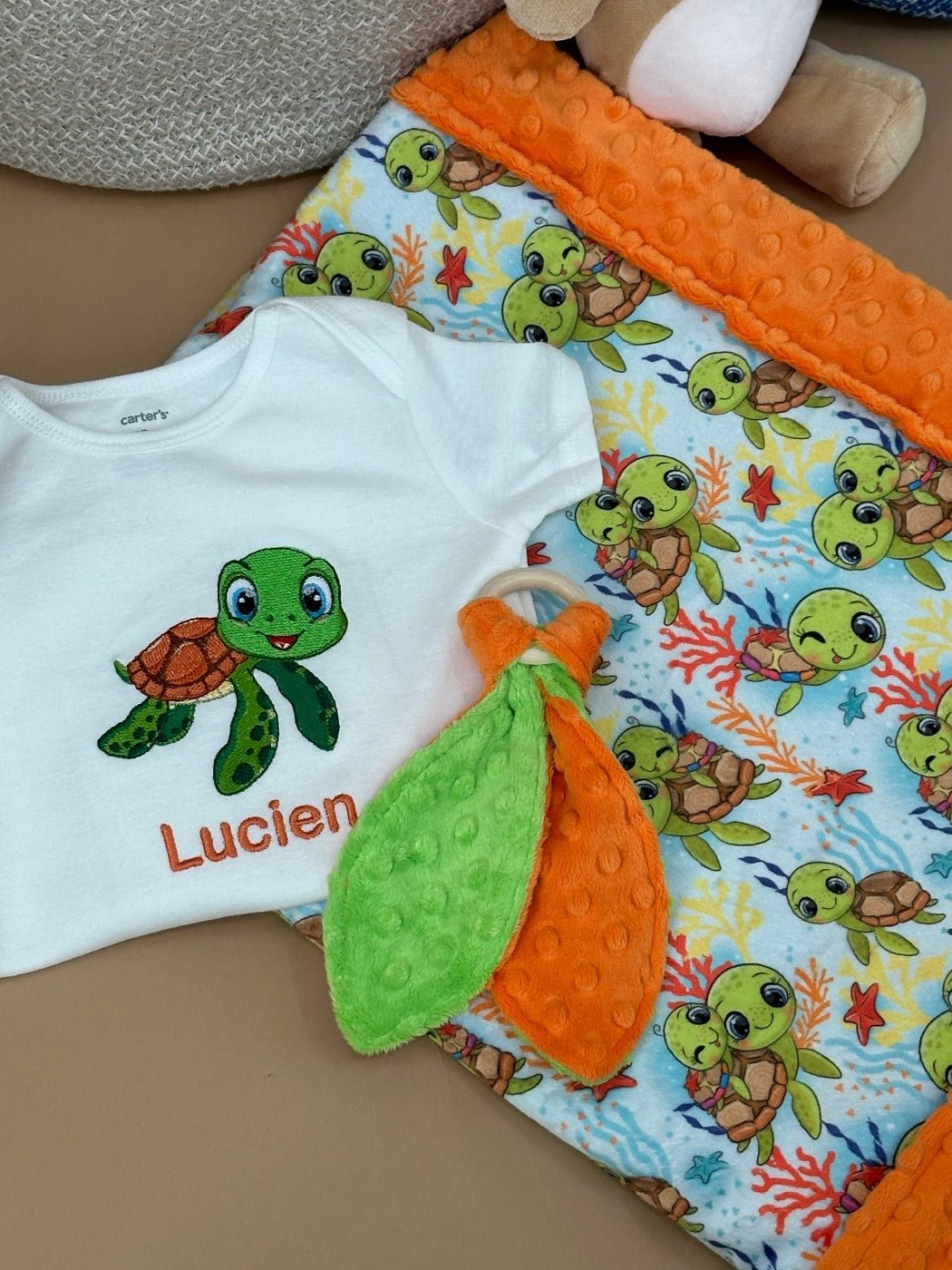 Turtle Minky Blanket Set