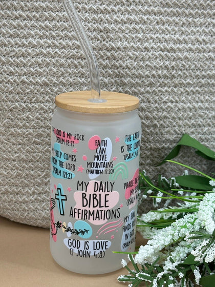 Bible Affirmations - Frosted Glass Tumbler - Bear Cube Boutique - Main
