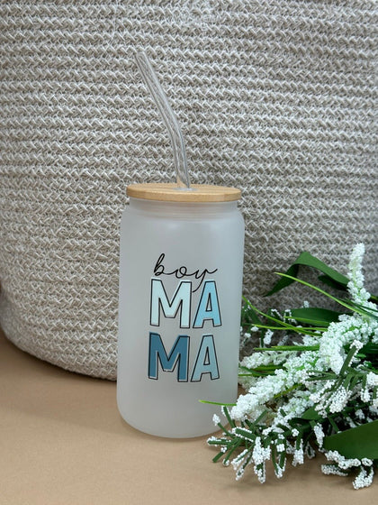 Boy MAMA - Frosted Glass Tumbler - Bear Cube Boutique - Main