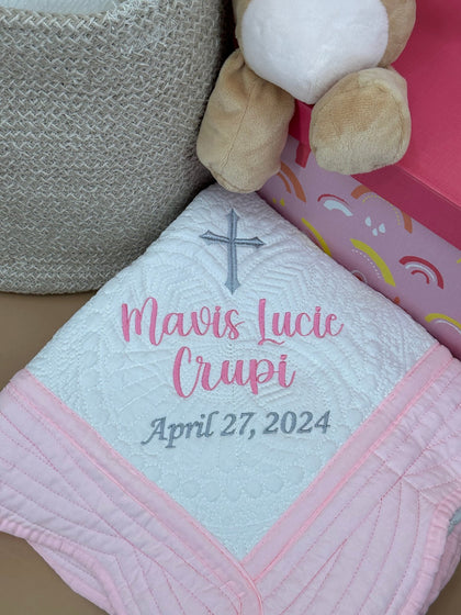 Simple Cross - Baptism Baby Heirloom Blanket - Bear Cube Boutique