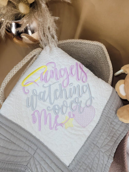 Angels Watching Over Me - Custom Embroidered Heirloom Baby Blanket - Bear Cube Boutique - Main