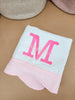 Initial Monogram Hot Pink - Custom Embroidered Heirloom Baby Blanket
