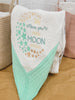 Moon with Ombre Stars - Custom Embroidered Heirloom Baby Blanket