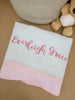 Name in Rose Pink - Custom Embroidered Heirloom Baby Blanket