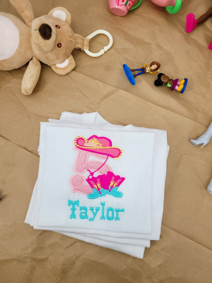Pink Cowgirl Birthday Onesie/T-shirts - Bear Cube Boutique
