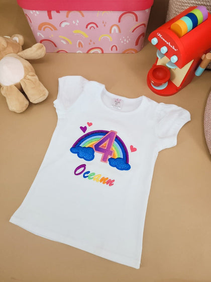 Rainbow Girls Birthday Onesie/T-shirts - Bear Cube Boutique