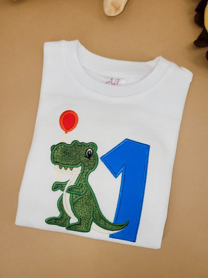 T-Rex with Balloon Birthday Onesie/T-shirts - Bear Cube Boutique