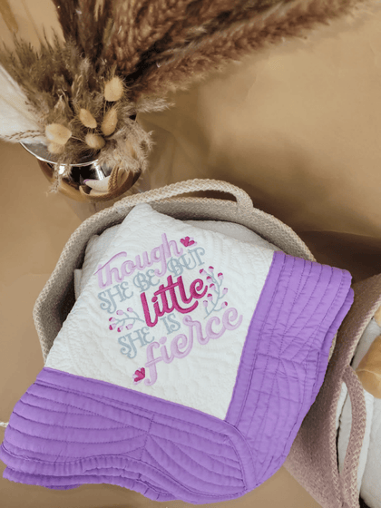 Though She Is But Little - Custom Embroidered Heirloom Baby Blanket - Bear Cube Boutique